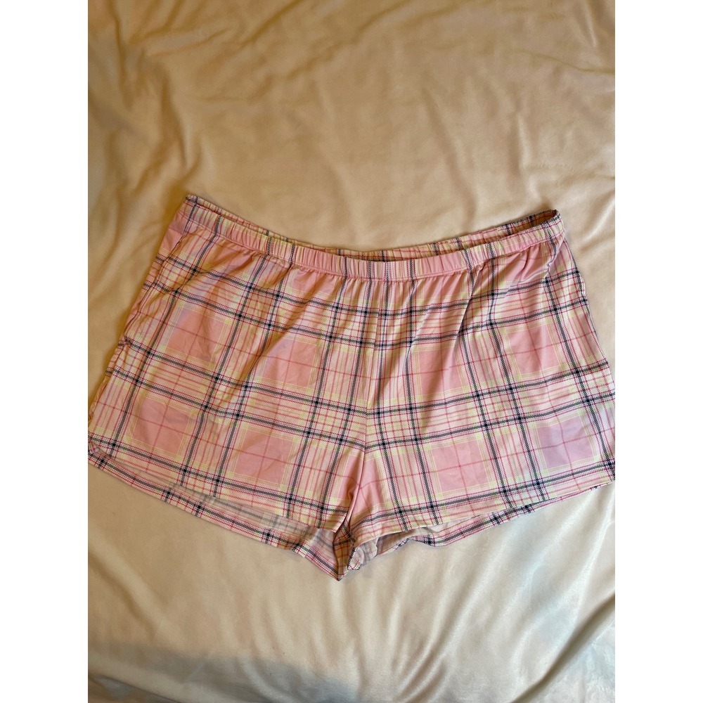 Joyspun Women XL Pajama Set Grey Coffee Tank Pink Plaid Shorts Sleepwear 2pc - Picture 4 of 12